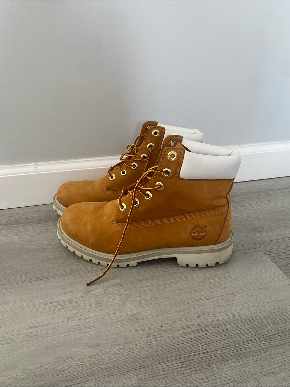 Timberland Wheat Nubuck Boots with White Collar